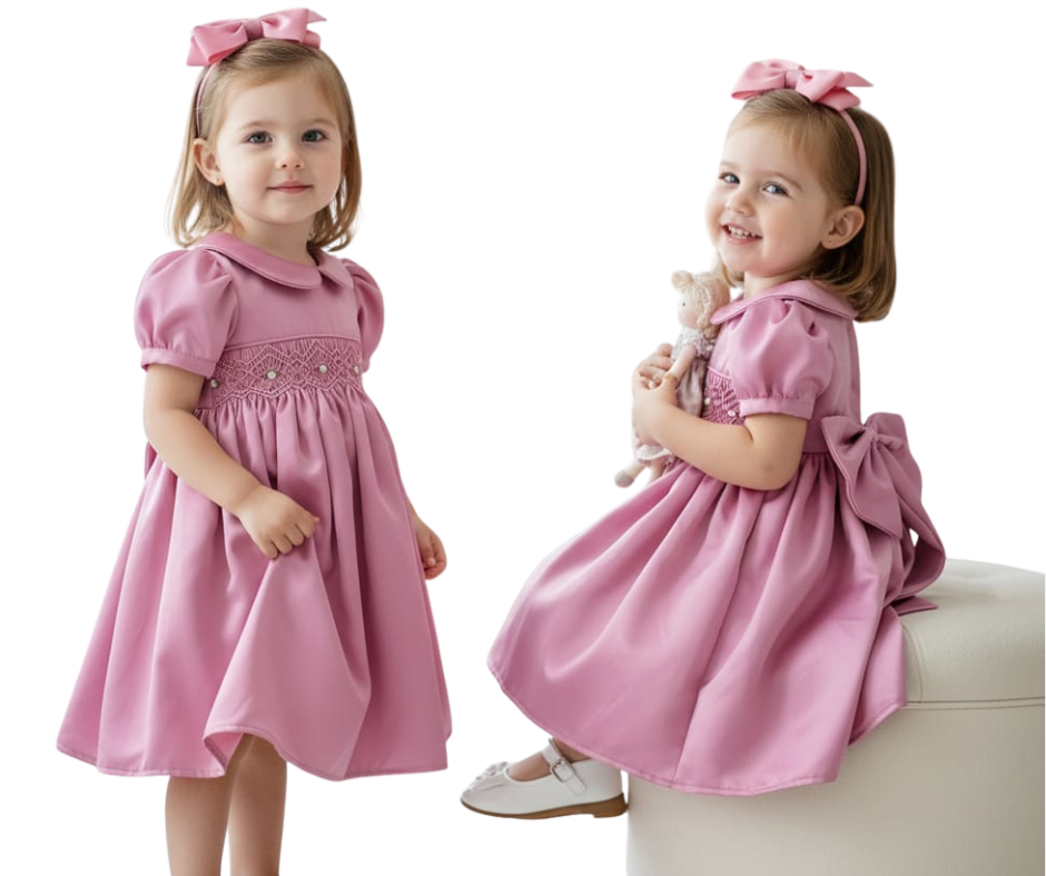 Cuddle Buds hand-smocked cotton frock for baby girls, premium handmade children’s dress